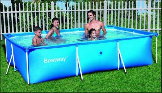 Сборный каркасный бассейн прямоугольный Bestway 56043, размер 300 х 201 х 66 см