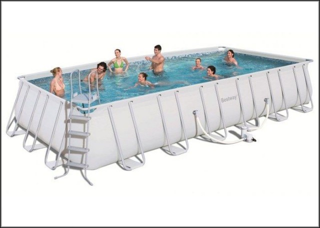 Сборный каркасный бассейн прямоугольный BestWay 56229, размер 732 х 366 х 132 см (насос-фильтр, тент, подстилка, лестница, уборочный комплект)