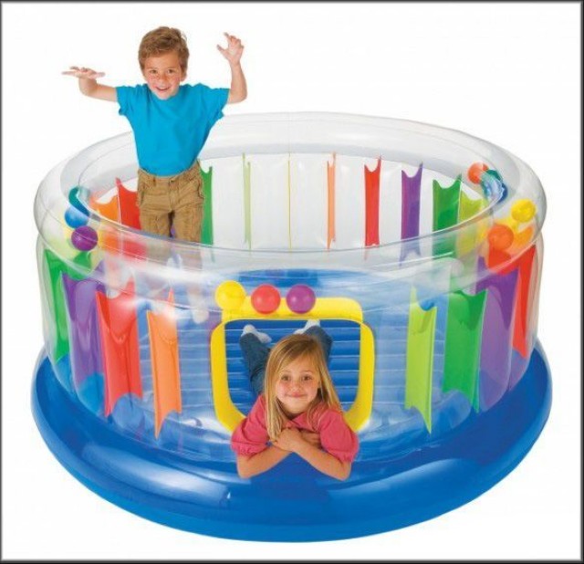 Батут надувной Intex 48261 с разноцветными мячами Jump-O-Lene Transparent Ring Bounce