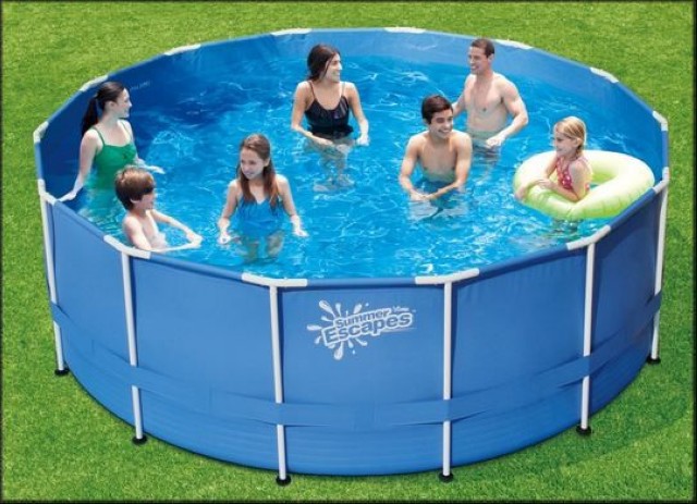 Сборный каркасный бассейн круглый Polygruop Summer Escapes Р20-1452-Z, размер 427 х 132 см (лестница, тент, подстилка)