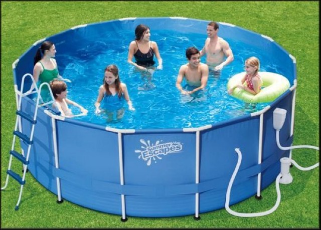 Сборный каркасный бассейн круглый Polygruop Summer Escapes Р20-1548-B, размер 457 х 122 см (фильтр-насос, лестница, тент, подстилка, скиммер, комплект для чистки)