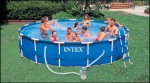 Сборный каркасный бассейн круглый Intex (Интекс) 56942 Metal Frame Pool, размер 457 х 91 см (насос-фильтр, тент, подстилка, набор для чистки, скиммер, лестница)