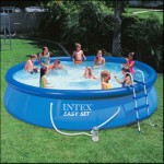 Надувной бассейн Intex (Интекс) 56409 Easy Set Pool, размер 457 х 107 см (насос-фильтр, лестница, тент, подстилка, набор для чистки, скиммер)
